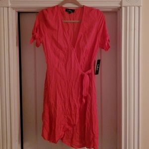 Lulu's My Philosophy Coral Wrap Dress